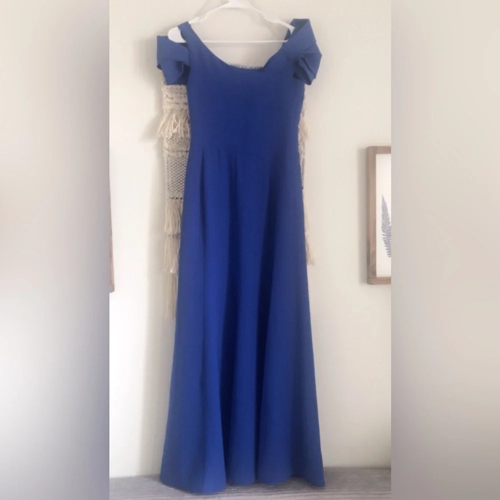 Armani Collezioni Formal Off The Shoulder Blue Gown Long Maxi Dress Size 4